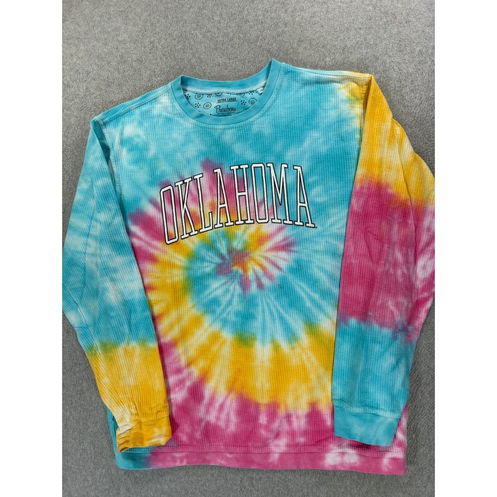 Oklahoma Sooners Tie Dye Ribbed Campus Pullover (Women's XL) Rainbow